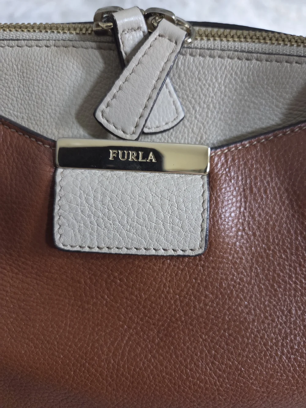 Furla Two-Tone Leather Satchel
